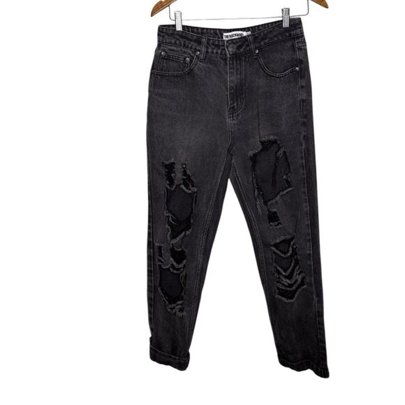 The Rockn Rev Stop Playin' Distressed Mom Jeans Black size 6 - Picture 1 of 5